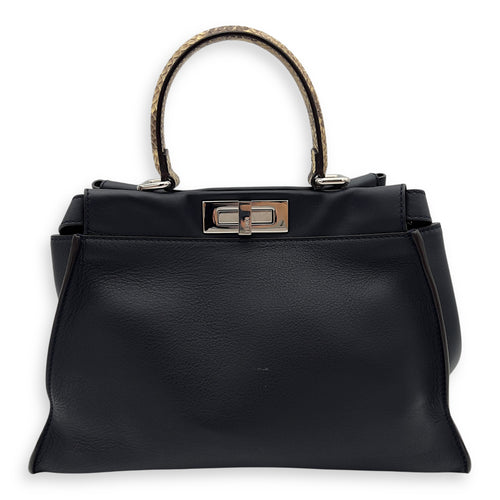 Fendi Peekaboo Top Handle Bag Blue in Calfskin, Silver hardware_1