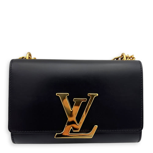 Louis Vuitton Louise Wallet On Chain Black in Calfskin, Gold hardware_1