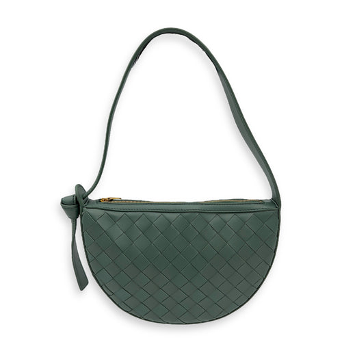 Bottega Veneta sunrise Shoulder Bag Mini Green in Calfskin, Gold hardware_1