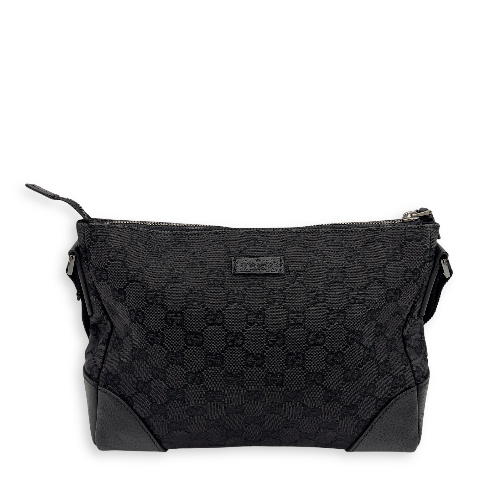 Gucci GG Crossbody Bag Black in Canvas, Silver hardware_1