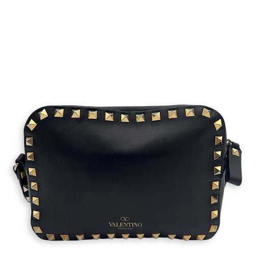 Valentino Studs Crossbody Bag Black in Calfskin, Gold hardware_1