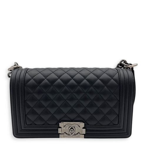 Chanel Boy Shoulder Bag Black in Caviar Leather, Ruthenium hardware_1