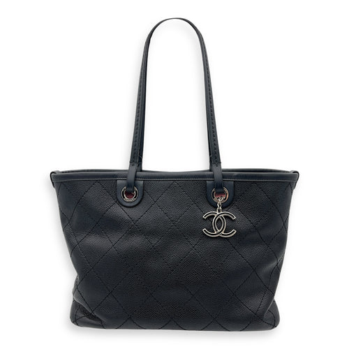 Chanel Wild Stitch Black Tote Bag in Caviar Leather, Silver hardware_1