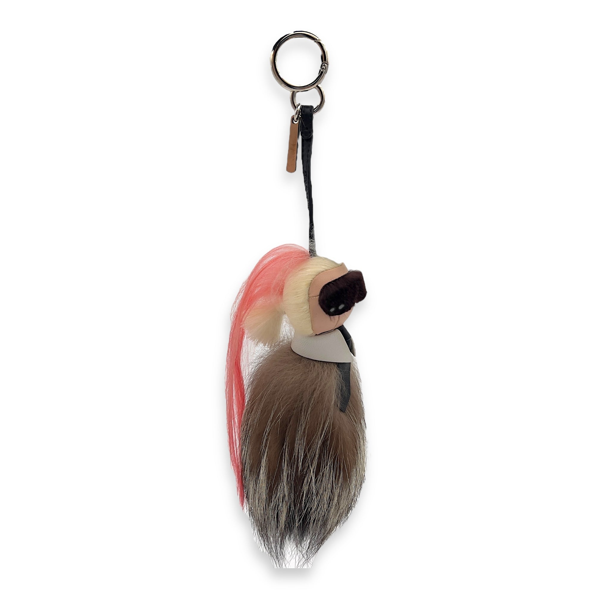 Fendi Karlito Bag Charm Multi-colour in Fox and Mink Fur, Silver hardware_1