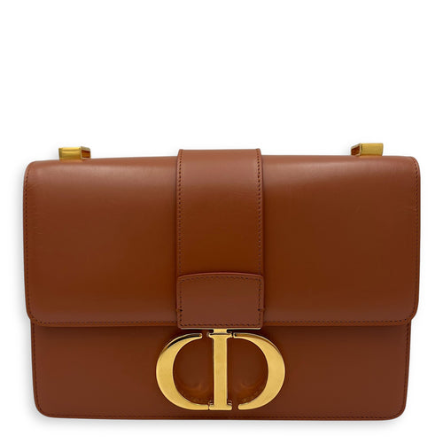 Christian Dior Montaigne Shoulder Bag Medium Brown in Calfskin, Gold hardware_1