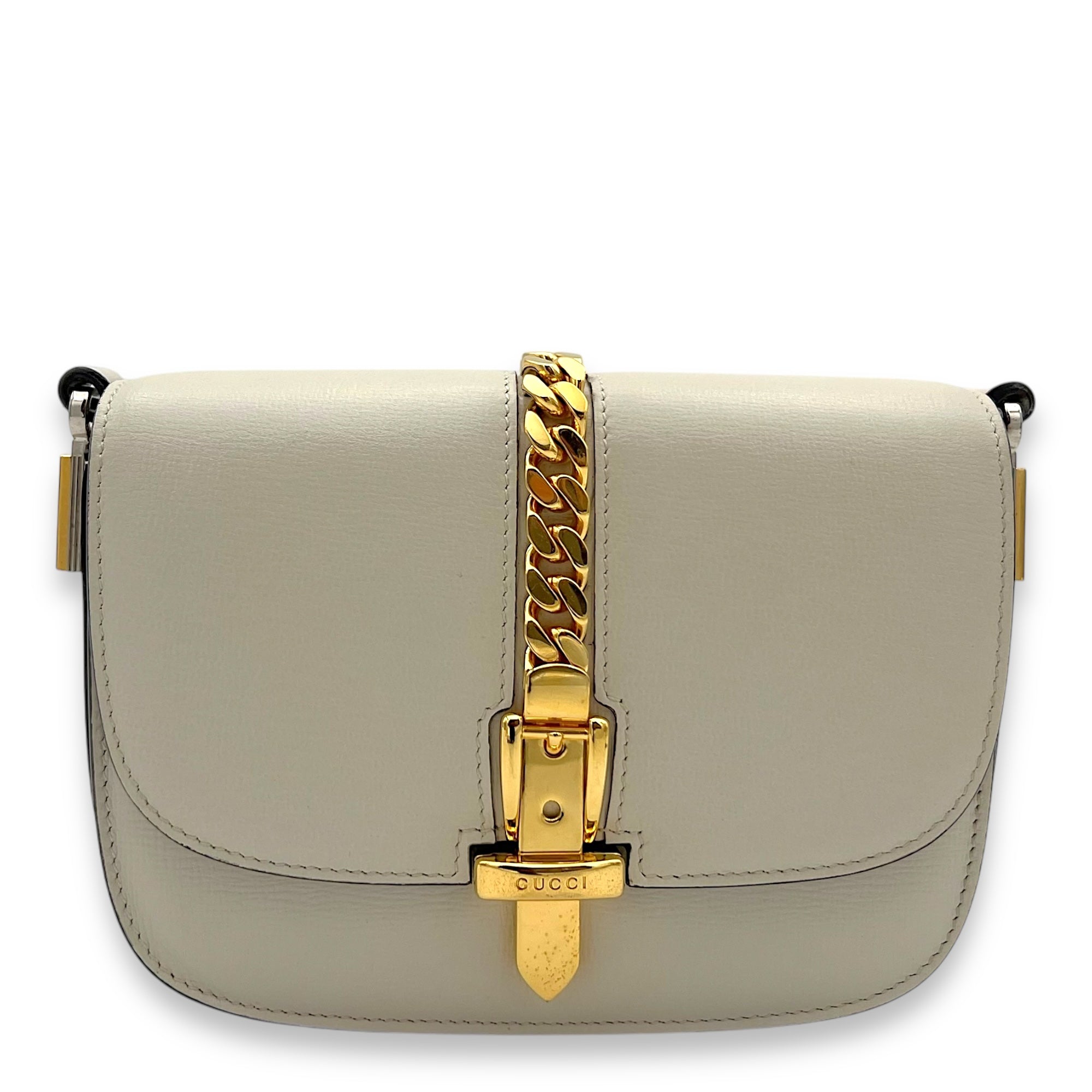 Gucci Sylvie 1969 Mini Crossbody bag in Calfskin, Gold Gucci Sylvie 1969 Mini Crossbody bag in Calfskin, Gold