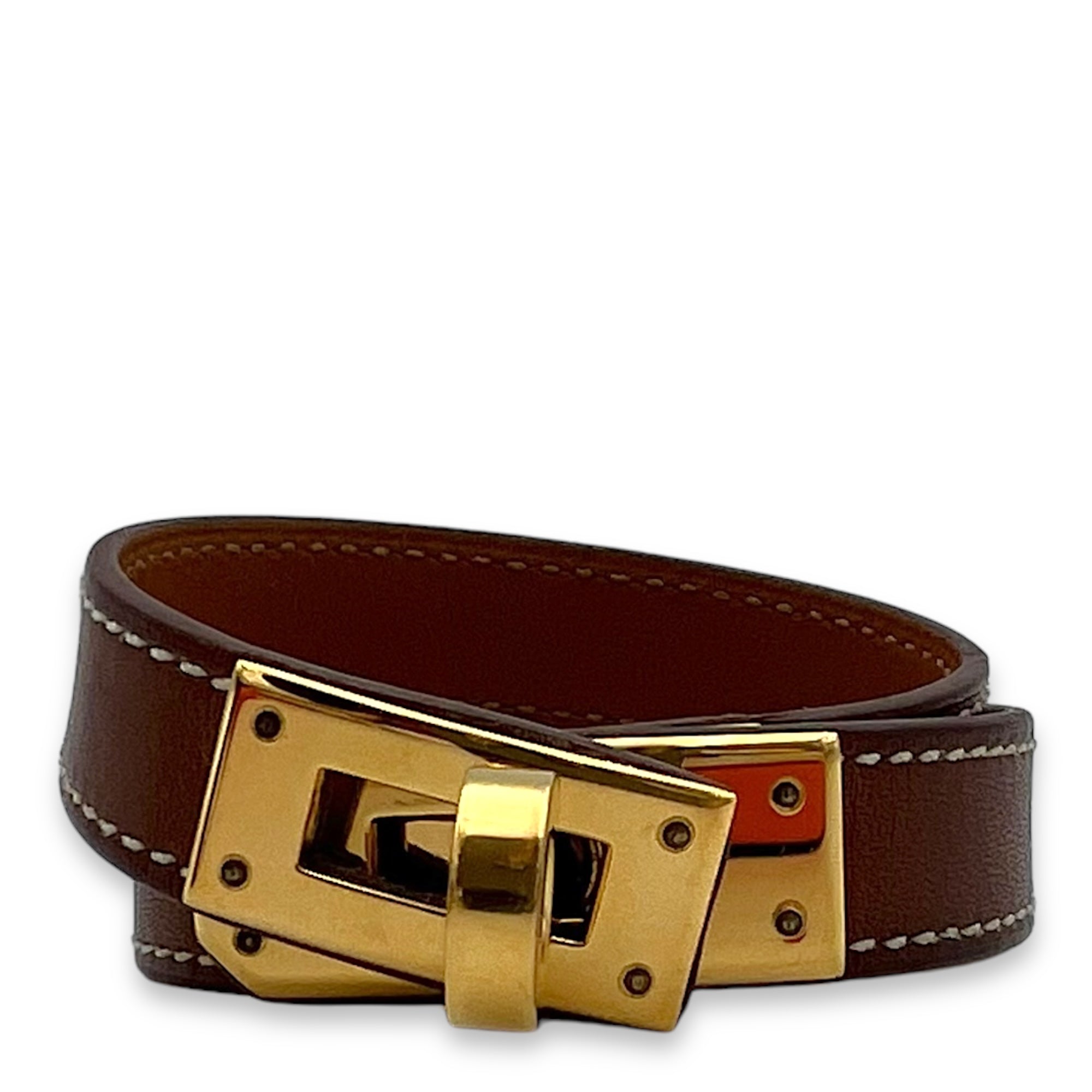 Hermès Kelly Double Tour XS Brown Bracelet in Swift, Gold hardware_1