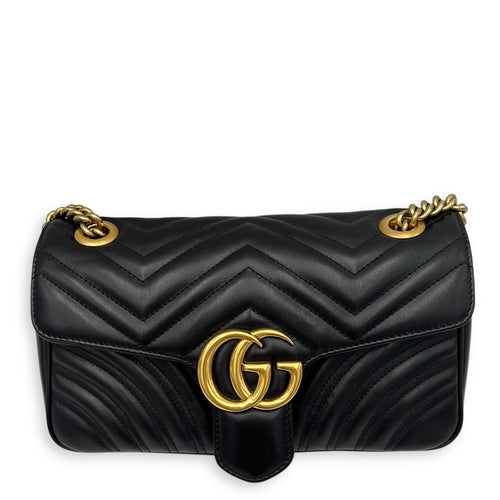 Gucci GG Marmont Crossbody Bag Black in Calfskin, Gold hardware_1