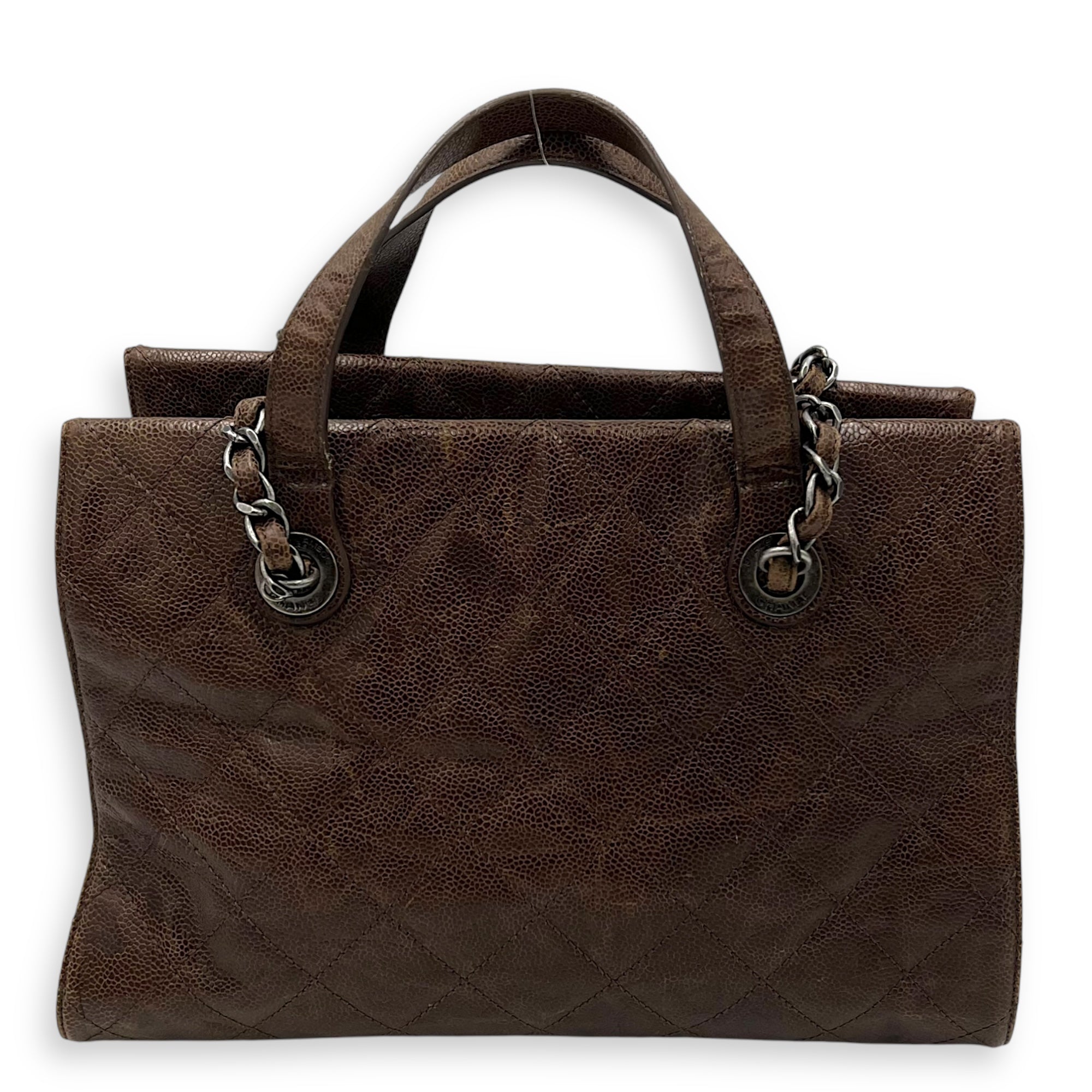 Chanel Two-way Brown Top Handle Bag in Caviar Leather, Ruthenium hardware_1