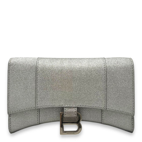 Balenciaga Hourglass Wallet On Chain Silver in Others, Ruthenium hardware_1