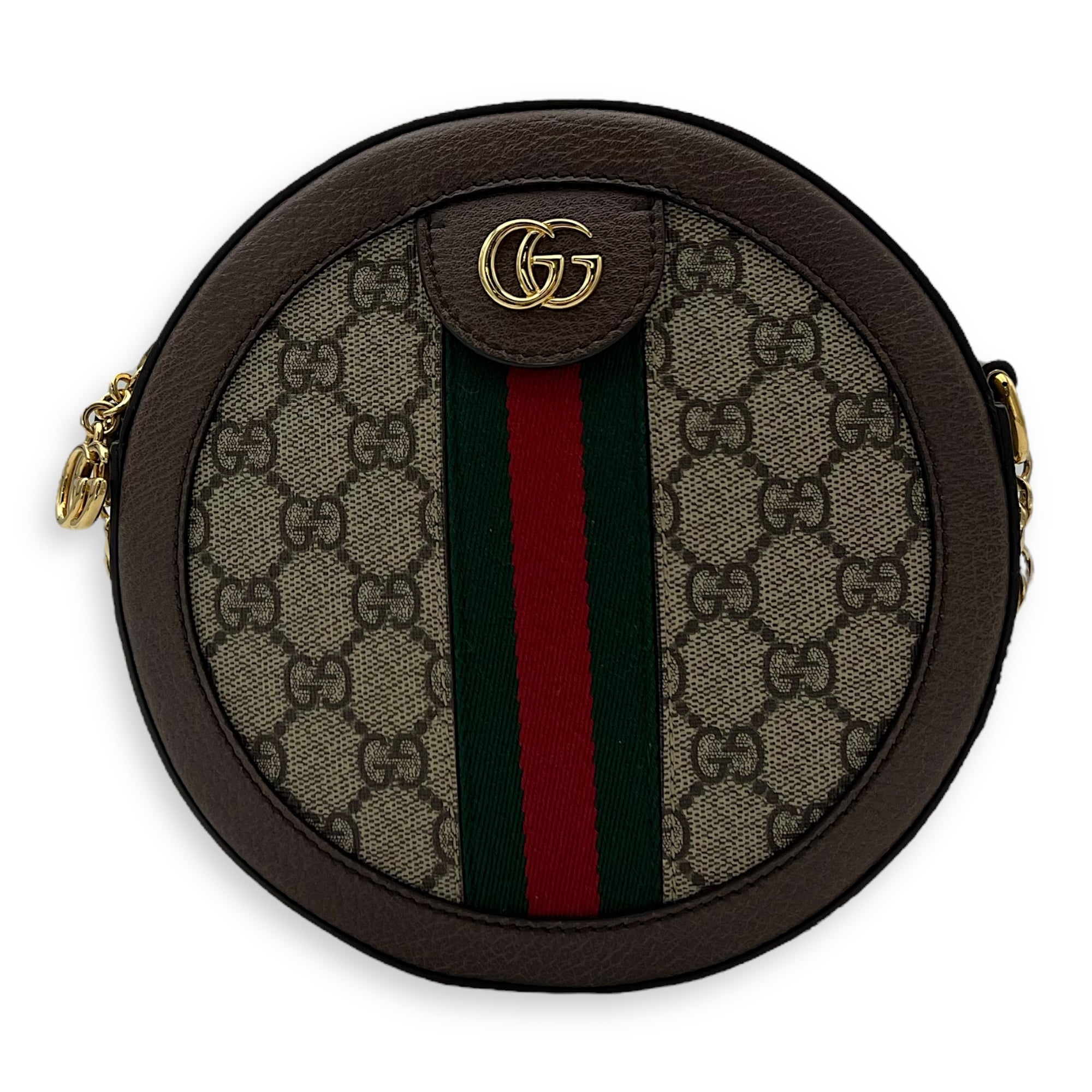 Gucci Ophidia Shoulder Bag Round Brown in Coated Canvas, Gold hardware_1