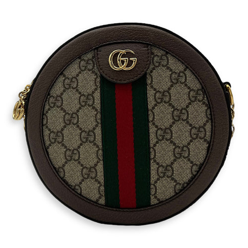 Gucci Ophidia Shoulder Bag Round Brown in Coated Canvas, Gold hardware_1
