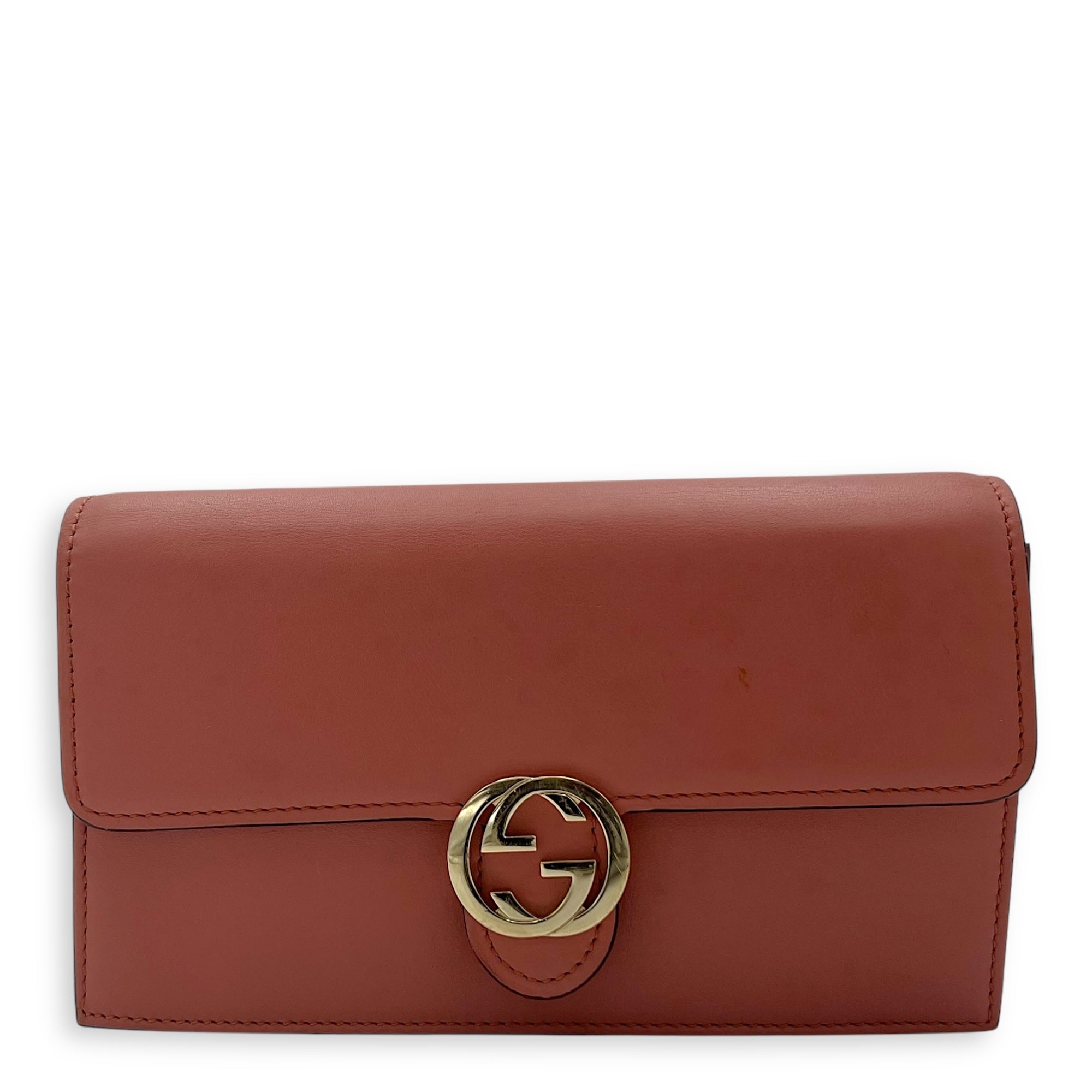 Gucci Interlocking G Crossbody Bag Red in Calfskin, Gold hardware_1
