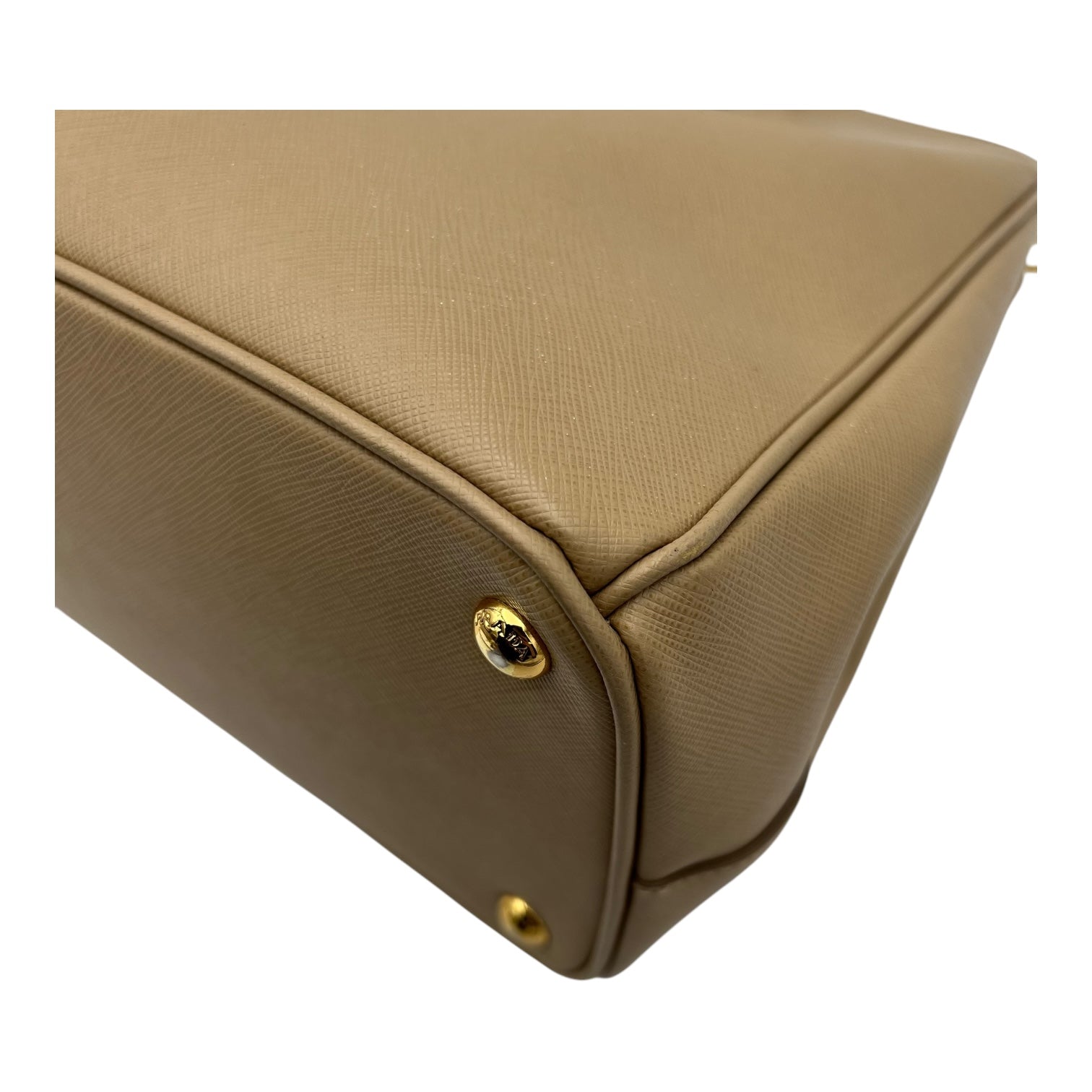 Prada Galleria Top Handle Bag Beige in Saffiano Leather, Gold hardware_12