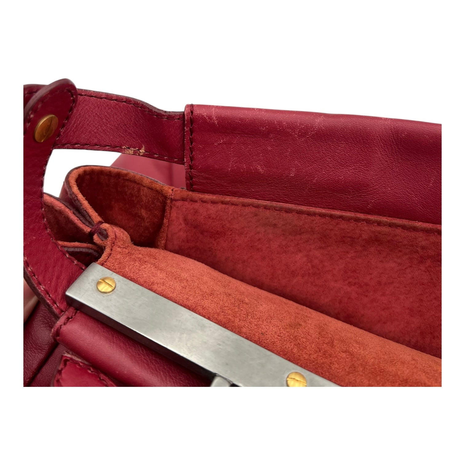 Fendi Peekaboo Top Handle Bag Red in Calfskin, Mixed hardware_7