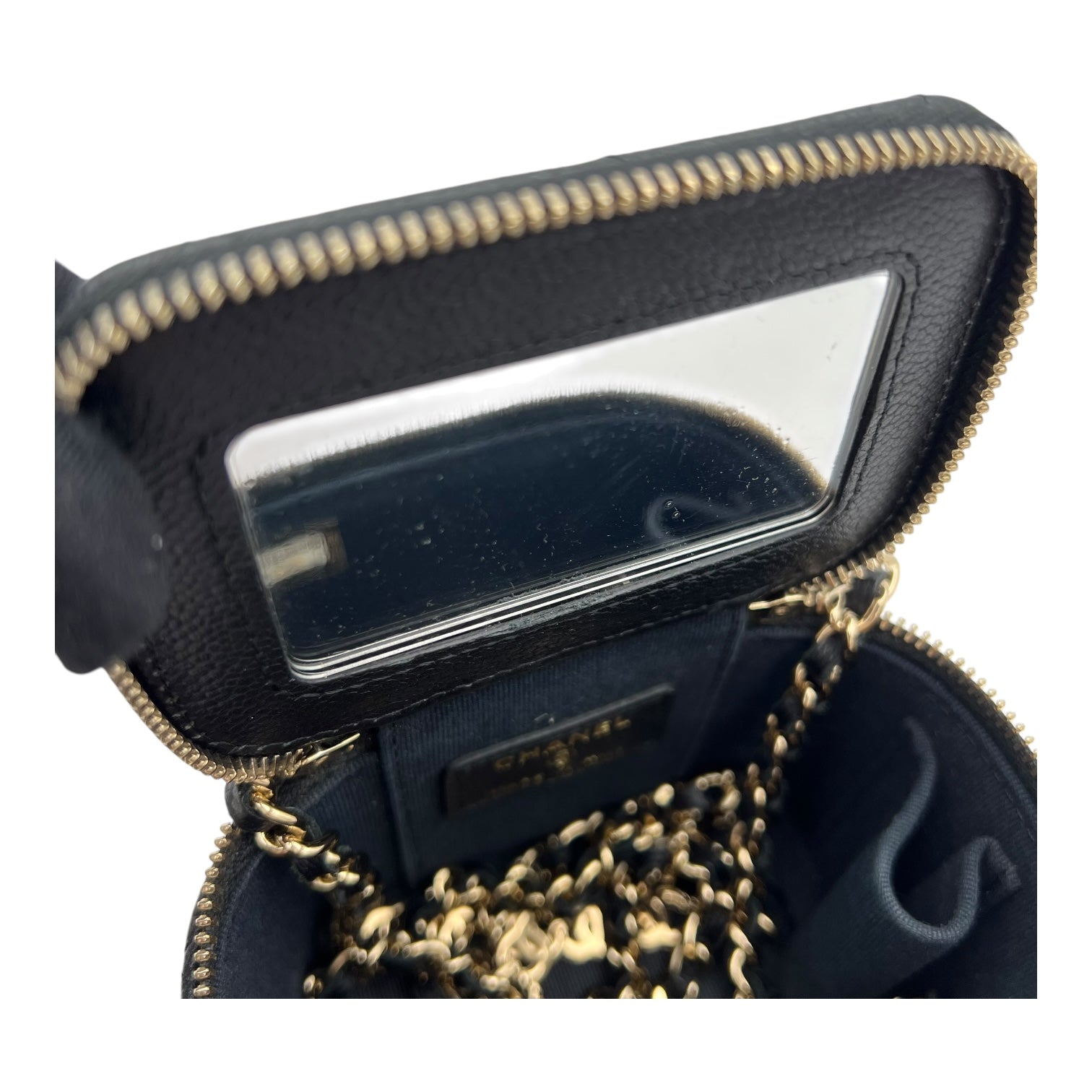 Chanel Vanity Crossbody Bag Black in Caviar Leather, Gold hardware_7
