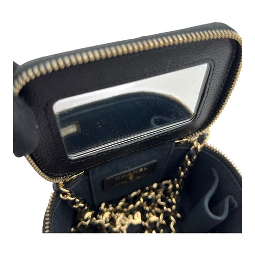 Chanel Vanity Crossbody Bag Black in Caviar Leather, Gold hardware_7