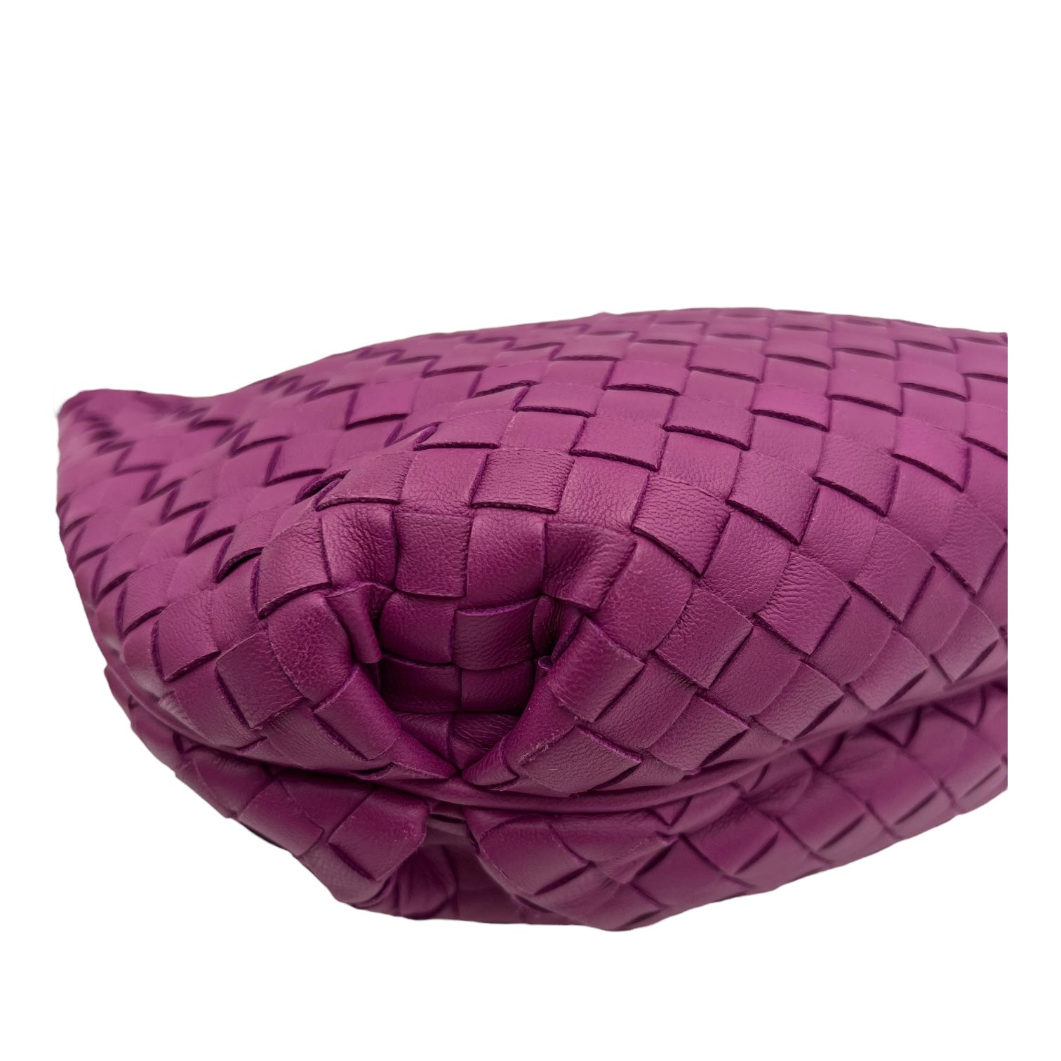 Bottega Veneta Intrecciato Purple Shoulder Bag in Lambskin, Gold hardware_10