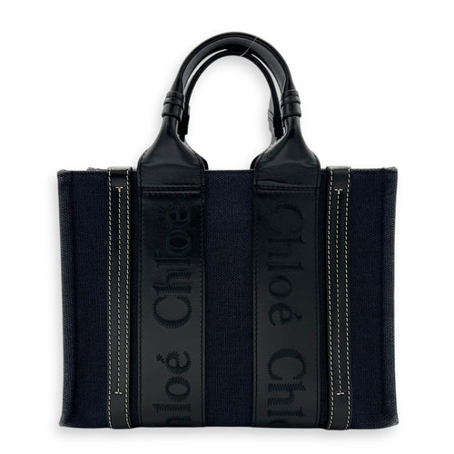 Chloé Woody Tote Bag Blue in Denim, Gold hardware_1