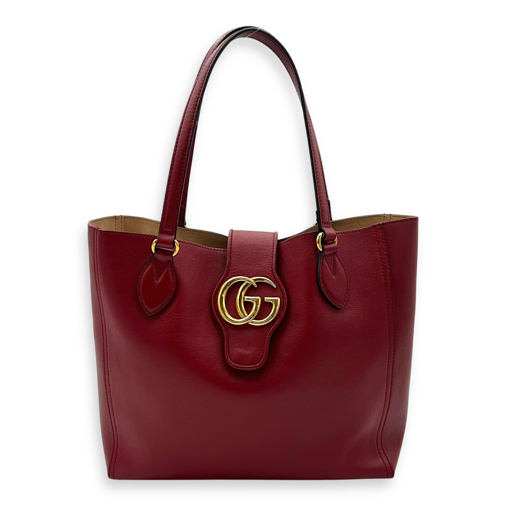 Gucci GG Tote Bag Red in Calfskin, Gold hardware_1