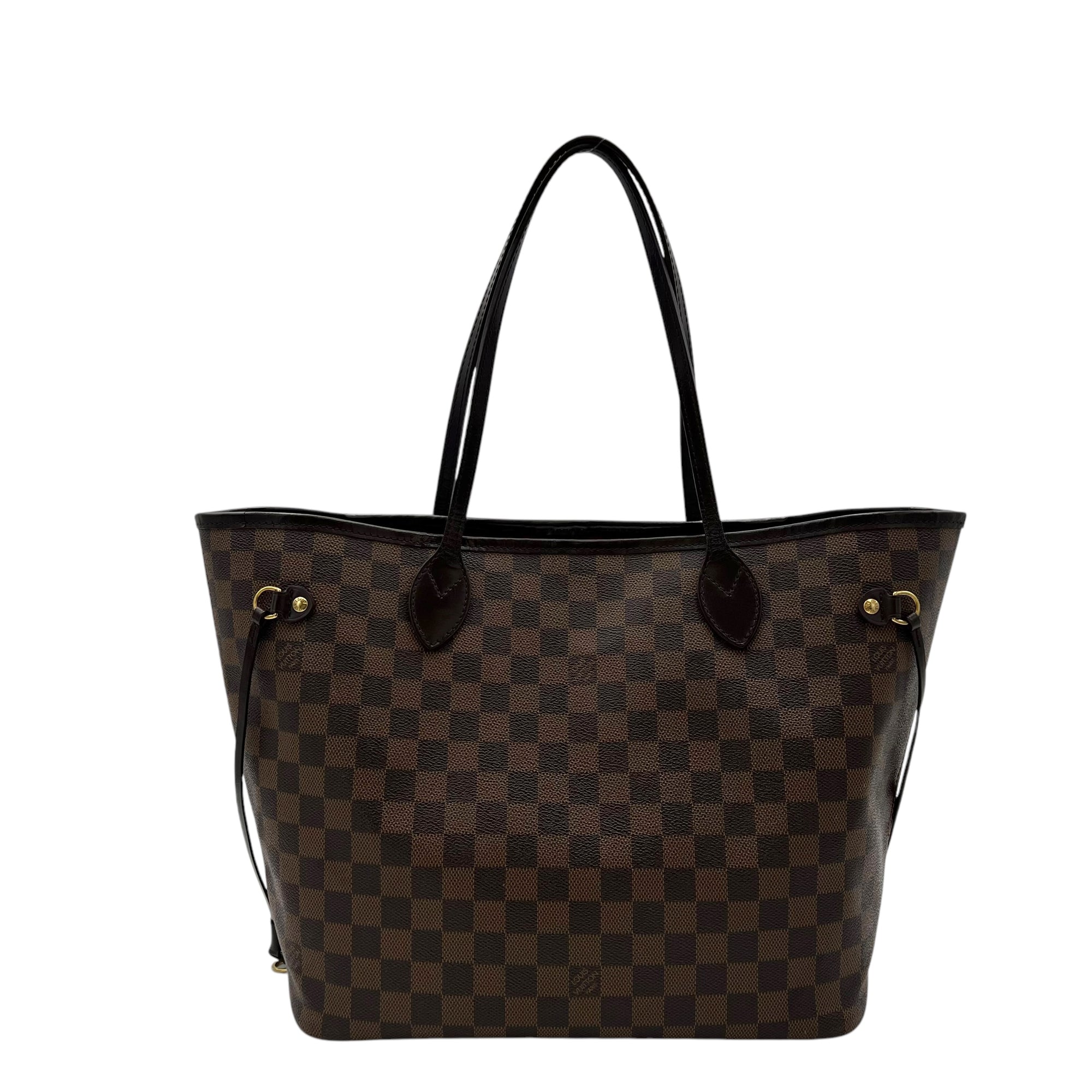 Louis Vuitton Neverfull Tote Bag MM Ebene with Pouch in Coated Canvas, Gold hardware_1