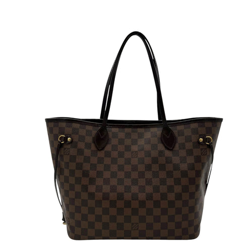 Louis Vuitton Neverfull Tote Bag MM Ebene with Pouch in Coated Canvas, Gold hardware_1