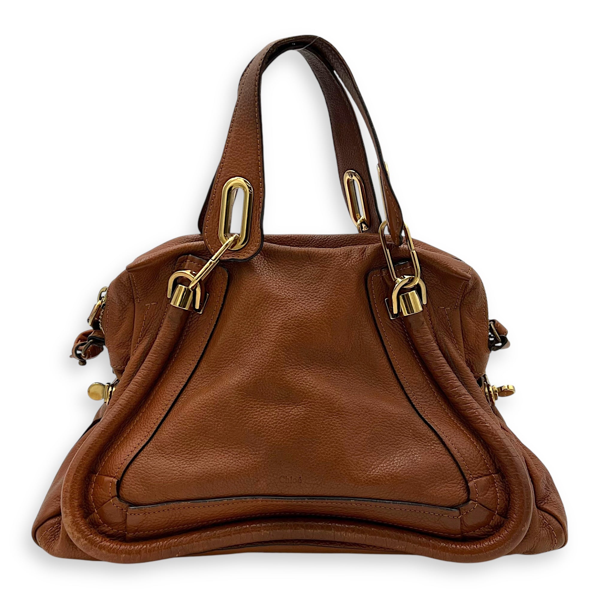 Chloé Paraty Shoulder Bag Brown in Calfskin, Gold hardware_1