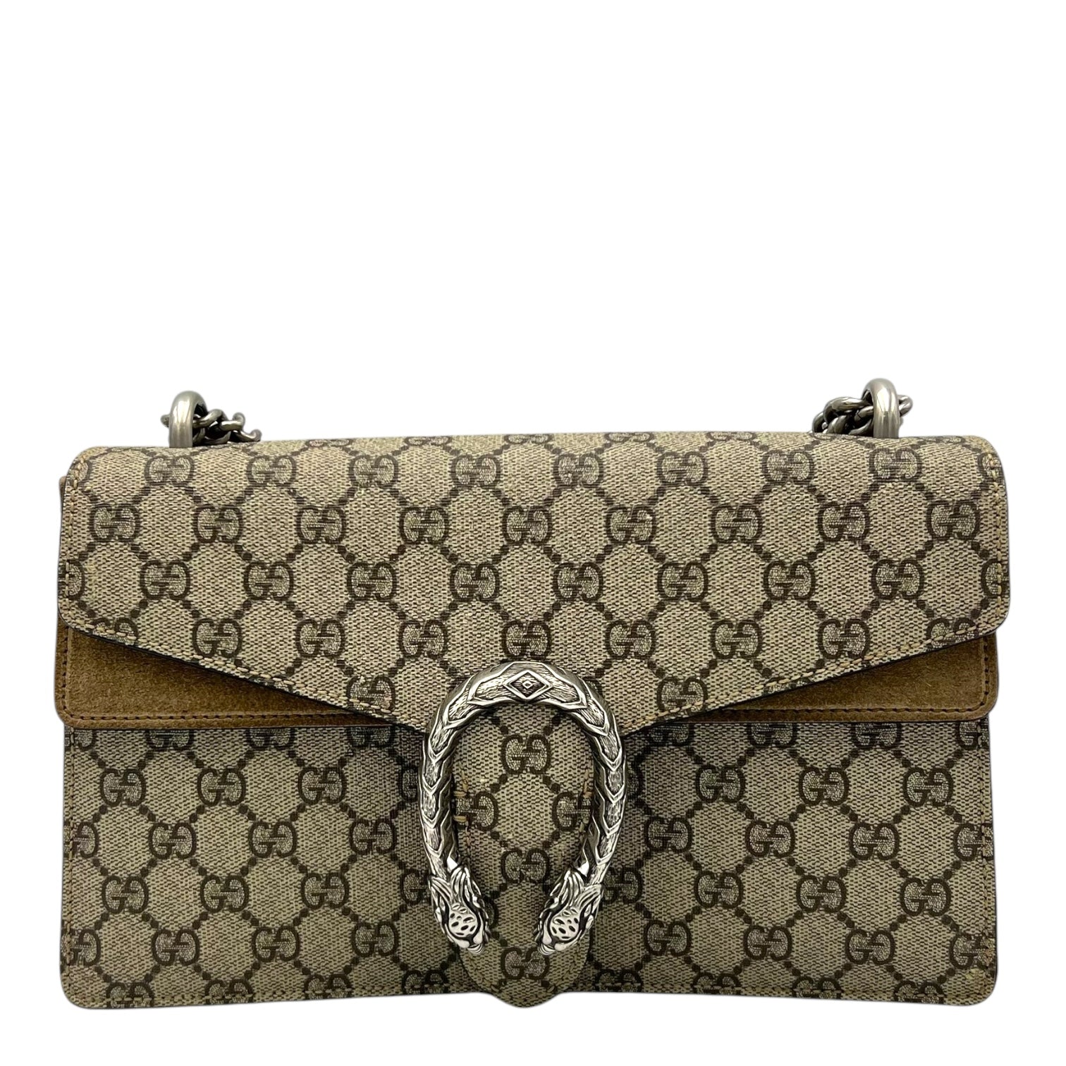 Gucci Dionysus Shoulder Bag Small Brown in Coated Canvas, Silver hardware_1