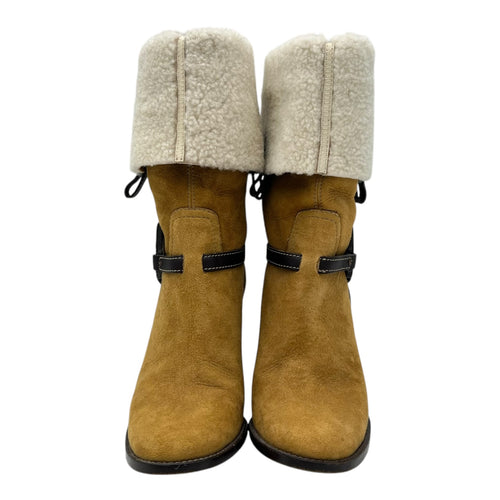 Gucci GG logo suede and shearling boots Boots EU 36.5 Brown in Suede Leather_1