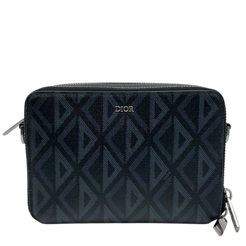 Christian Dior Pouch with strap Crossbody Bag Blue in Coated Canvas, Silver hardware_1