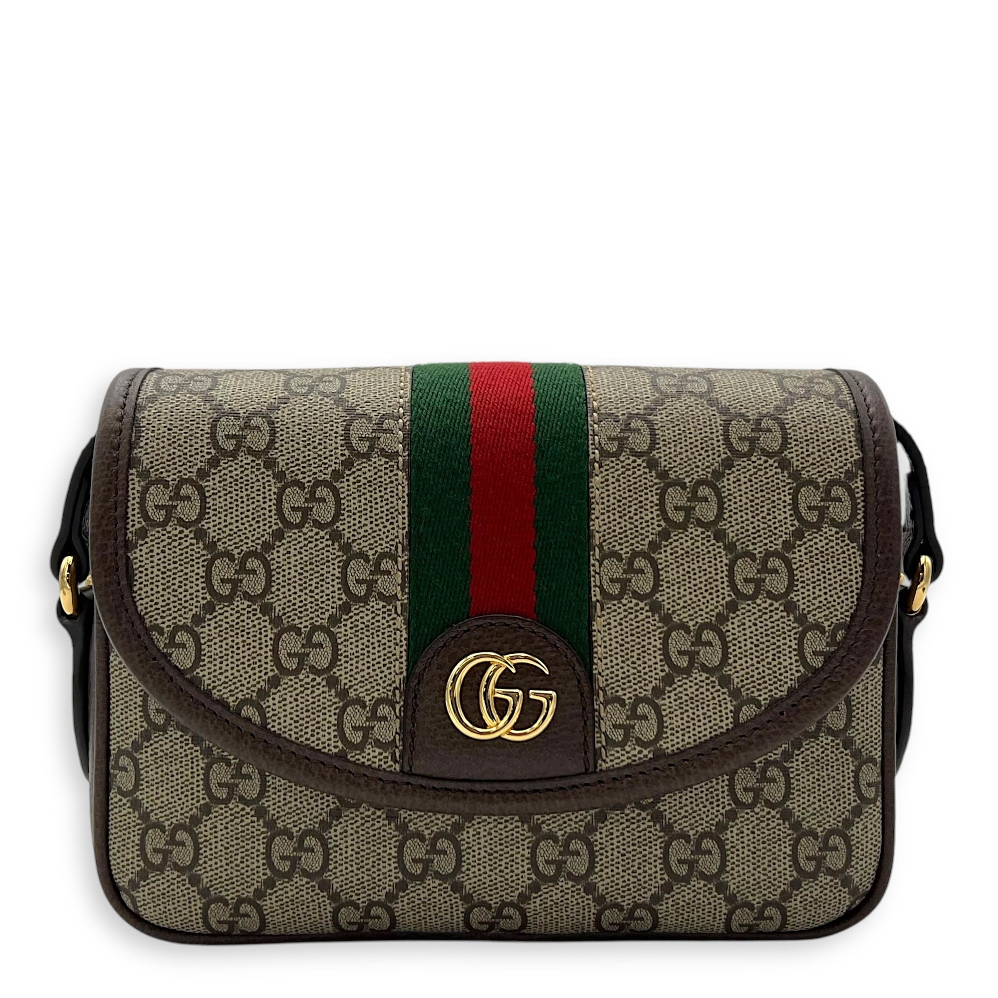 Gucci Ophidia Brown Crossbody Bag in Coated Canvas, Gold hardware_1