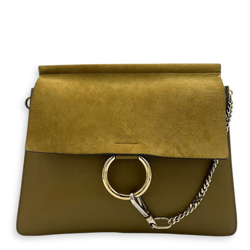 Chloé Faye Shoulder Bag Green in Calfskin, Gold hardware_1