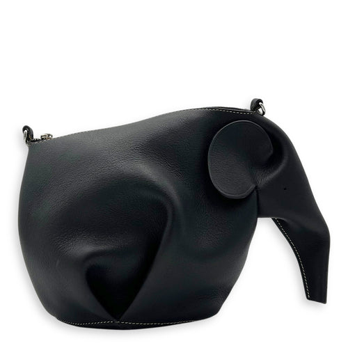 Loewe Elephant Crossbody Bag Black in Calfskin, Silver hardware_1