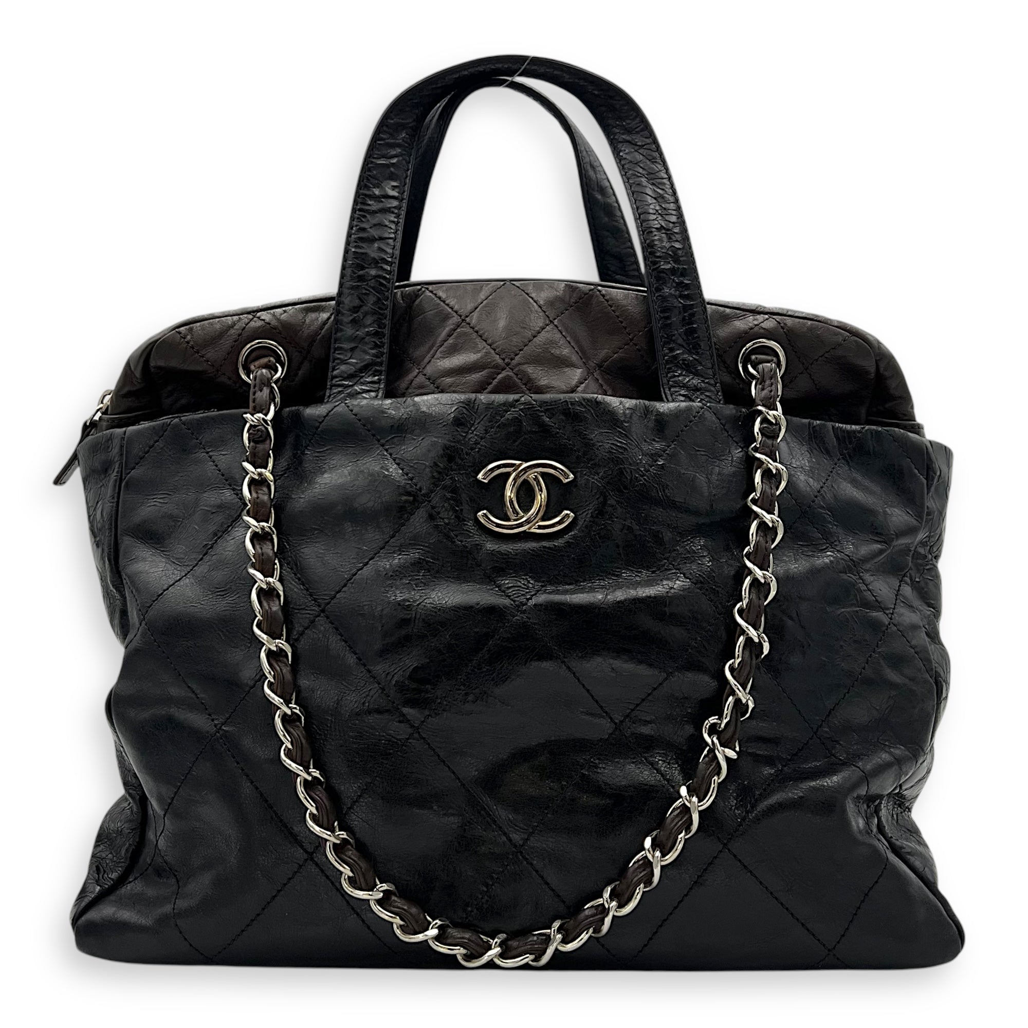Chanel 2 way bag Top Handle Bag Black in Calfskin, Gold hardware_1