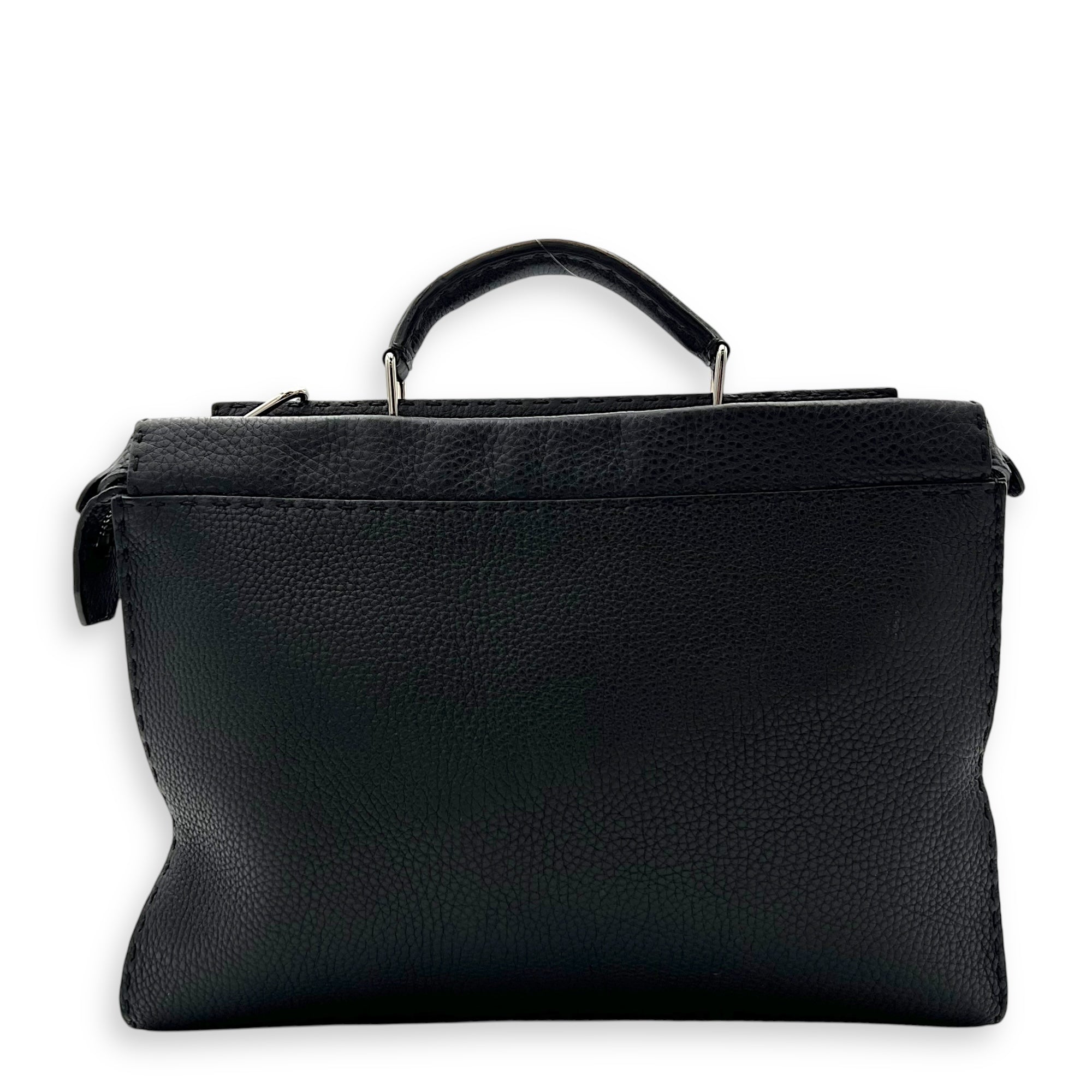 Fendi Peekaboo Top Handle Bag Black in Calfskin, Silver hardware_1