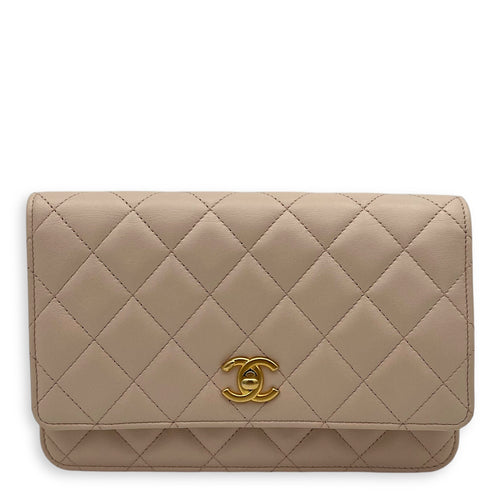 Chanel 22C Pink Wallet On Chain in Lambskin, Gold hardware_1