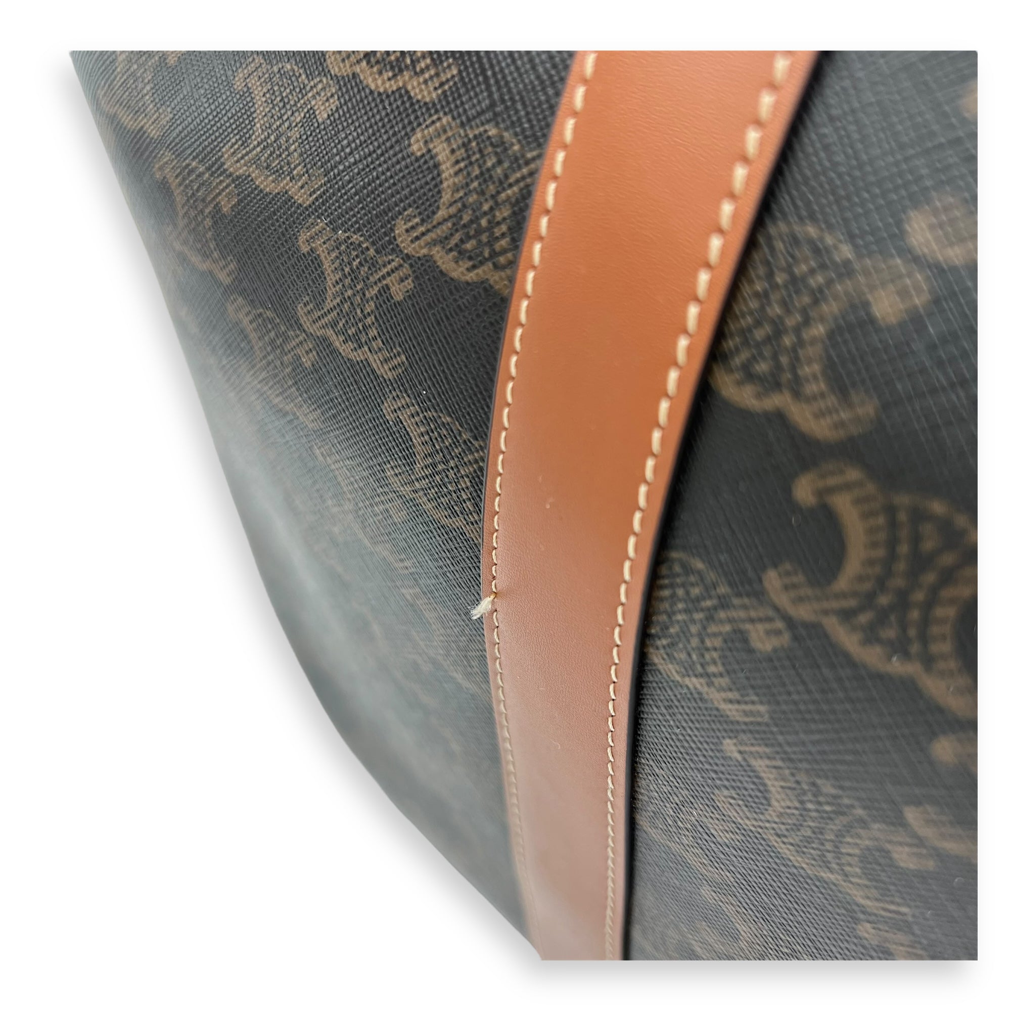 Celine Triomphe Tote Bag Brown in Coated Canvas, Gold hardware_12