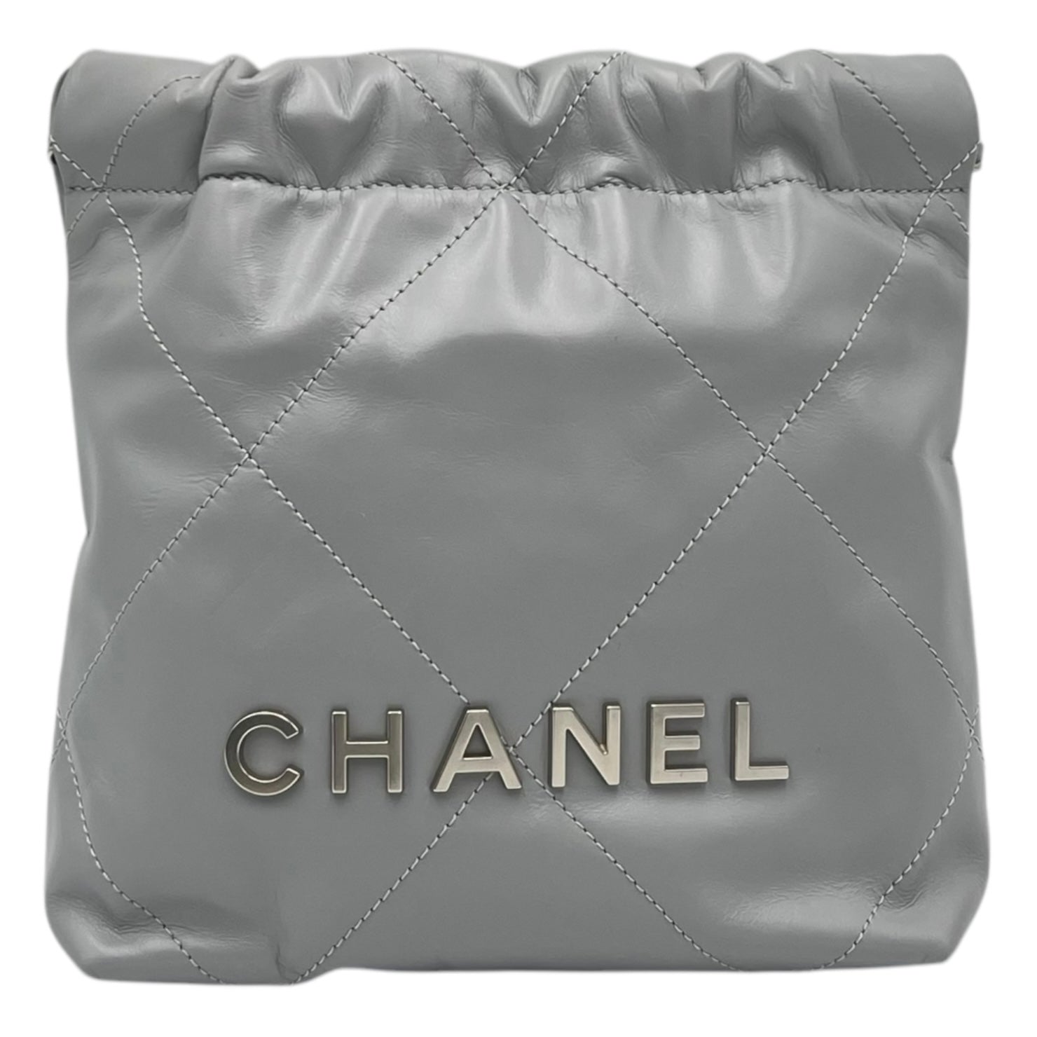 Chanel 22 Tote Crossbody Bag Mini Grey in Calfskin, Silver hardware_1
