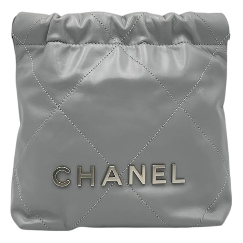 Chanel 22 Tote Crossbody Bag Mini Grey in Calfskin, Silver hardware_1