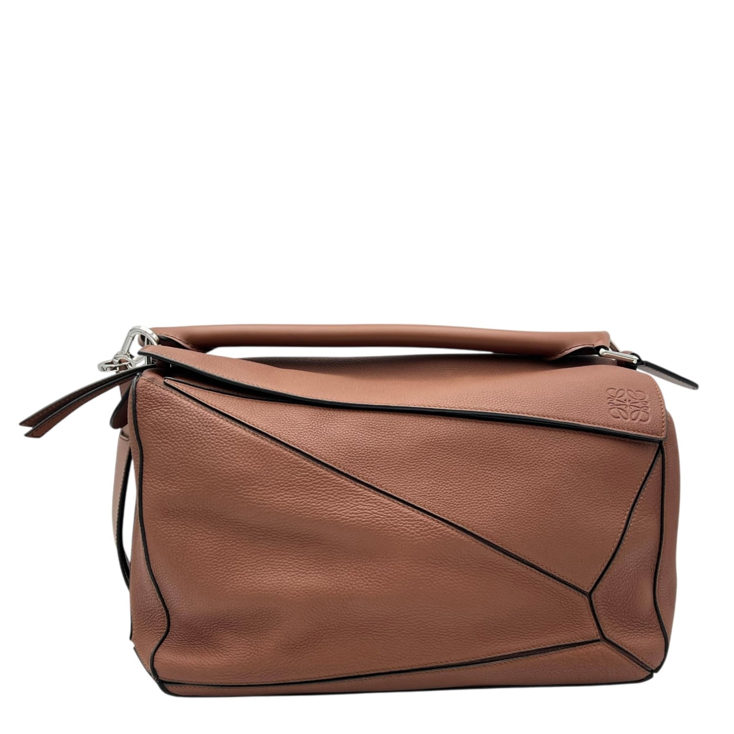 Loewe Bolso Puzzle Brown Shoulder Bag in Calfskin, Silver hardware_1