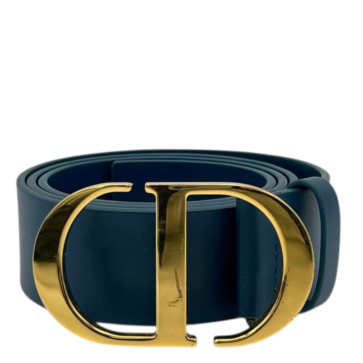Christian Dior CD Belt 80 Blue in Calfskin, Gold hardware_1