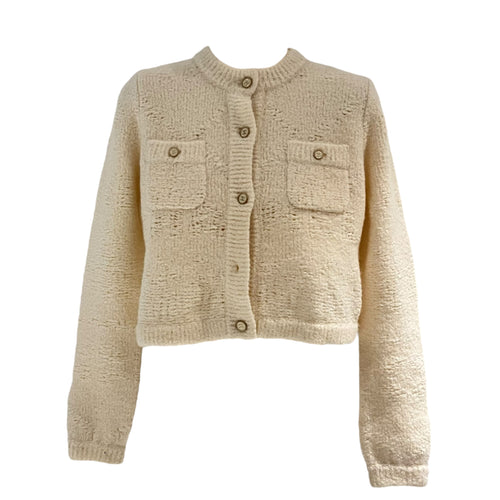 Chanel cream crop cardigan Ready-To-Wear FR36 cream in Cashmere, Gold hardware_1