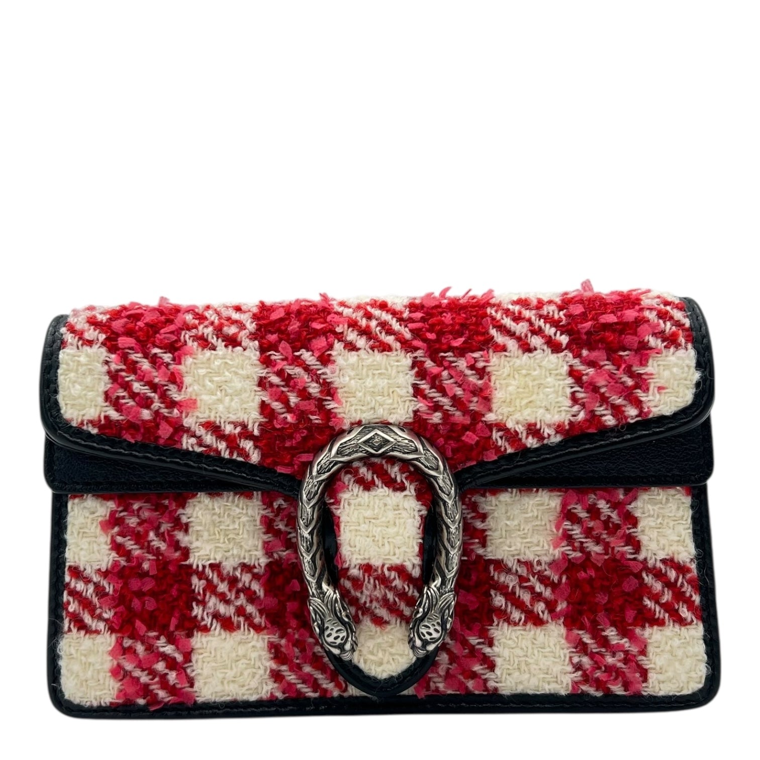 Gucci Dionysus Super Mini Red Crossbody Bag in Tweed, Ruthenium hardware_1