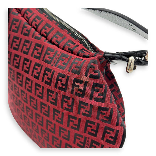 Fendi Zucca Shoulder Bag Red in Canvas, Silver hardware_11