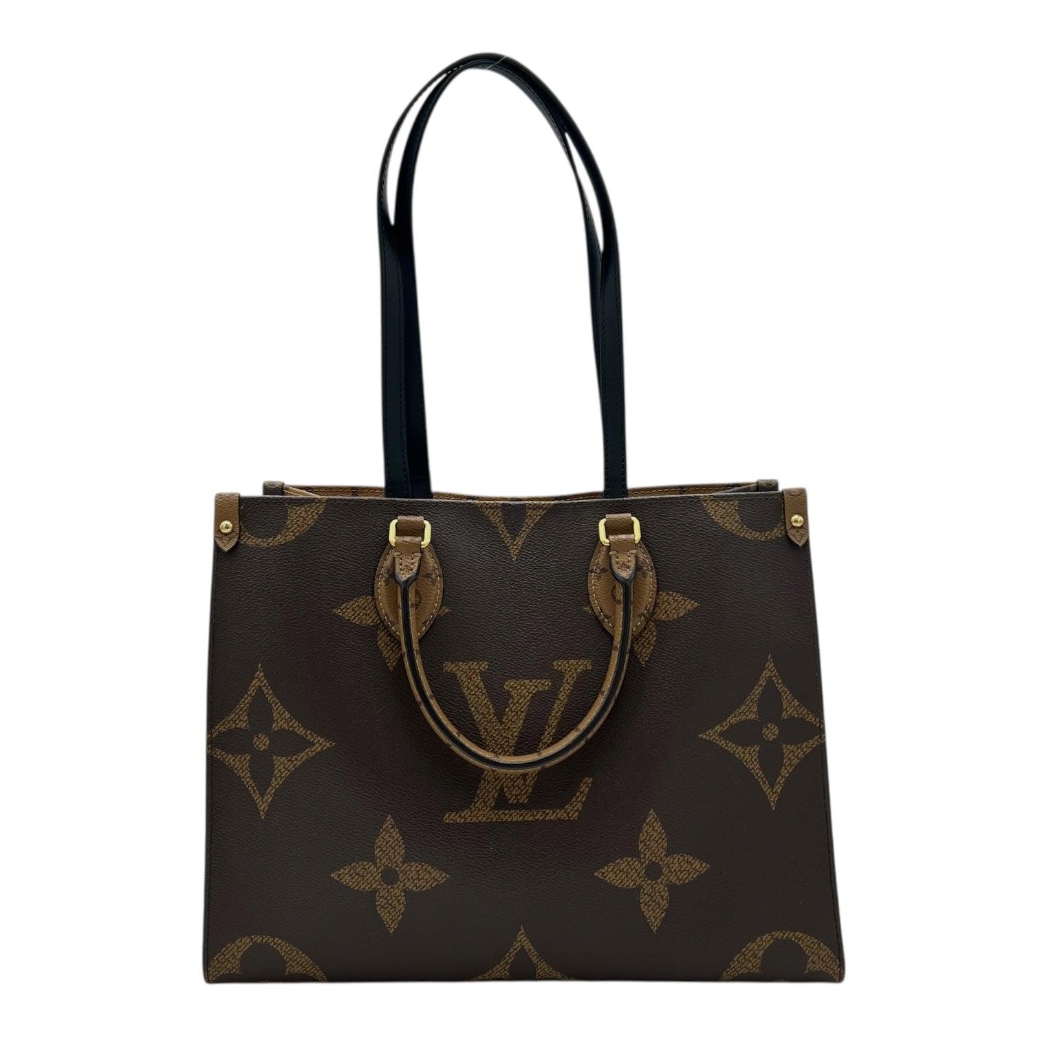 Louis Vuitton OnTheGo Top Handle Bag Brown in Coated Canvas, Gold hardware_1