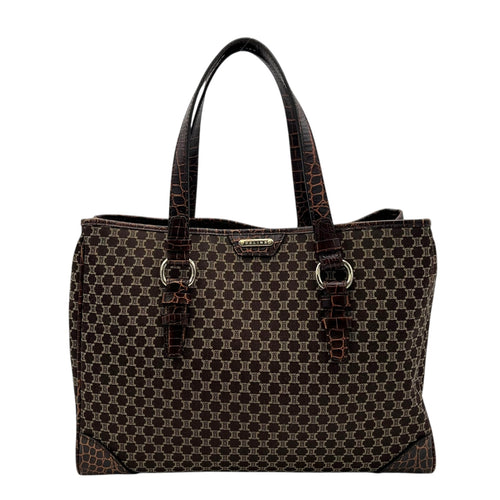Celine Macadam Tote Bag Brown in Jacquard, Silver hardware_1