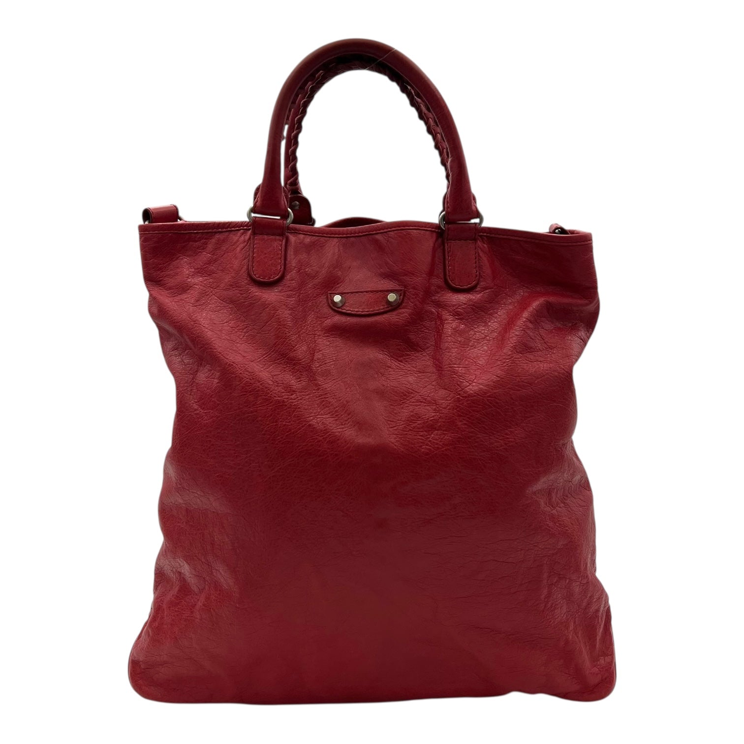 Balenciaga Others Top Handle Bag Red in Distressed Leather, Silver hardware_1