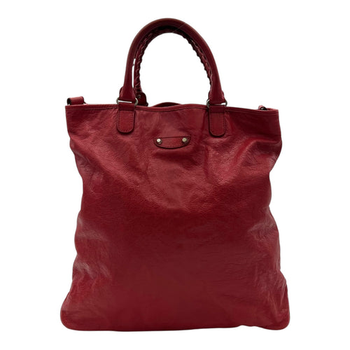 Balenciaga Others Top Handle Bag Red in Distressed Leather, Silver hardware_1