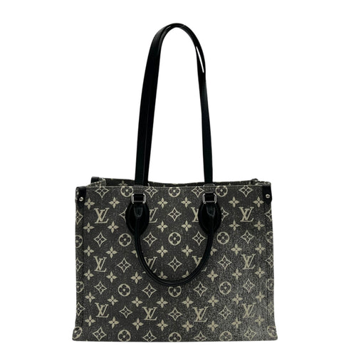 Louis Vuitton OnTheGo Top Handle Bag Black in Denim, Silver hardware_1