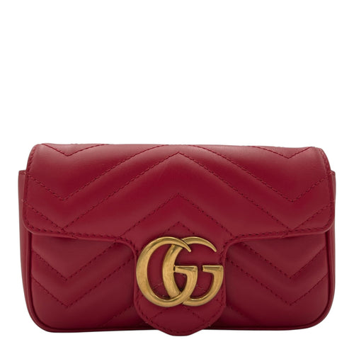 Gucci GG Marmont Crossbody Bag Super Mini Red in Calfskin, Gold hardware_1